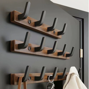 Wooden Hooks in Original Wood Style for Bedroom Door, Bathroom, Foyer, or Hotel Wardrobe